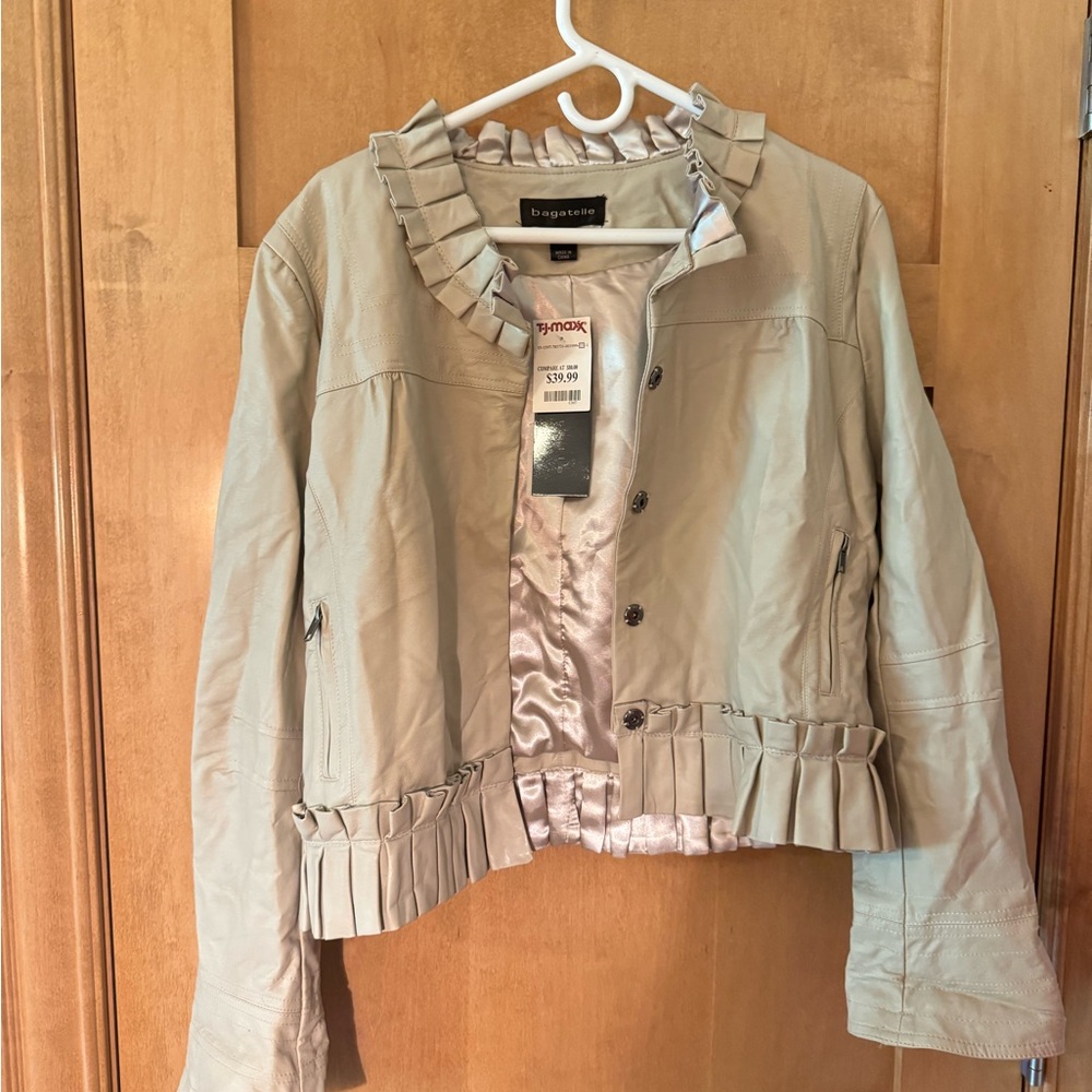 Bagatelle Tan Faux Leather with  Ruffle Details